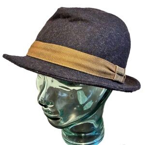 Stetson Gray Wool Felt Trilby Fedora Hat Sz Medium Contrasting Grosgrain Ribbon